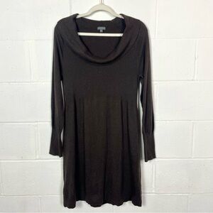 Lilla P Sweater Dress Brown‎ Cashmere Blend Cowl Neck Preppy Minimal Old Money L